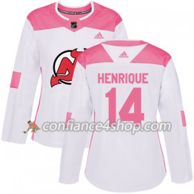 Adidas Maillot de Hockey New Jersey Devils Adam Henrique 14 2017-2018 Blanc Rose Fashion Authentic - Femme
